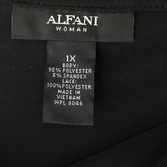 ALFANI One-Shoulder Applique Bell Sleeve Top Black White Women’s Plus Size 1X - Picture 15 of 16